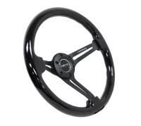 NRG Innovations - NRG Innovations Reinforced Steering Wheel (350mm / 3in. Deep) Blk Wood w/Blk Matte Spoke/Black Center Mark - Image 2