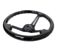 NRG Innovations - NRG Innovations Reinforced Steering Wheel (350mm / 3in. Deep) Blk Wood w/Blk Matte Spoke/Black Center Mark - Image 3