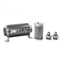 DeatschWerks - DeatschWerks Stainless Steel 6AN 10 Micron Universal Inline Fuel Filter Housing Kit (110mm) - Image 1