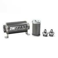 DeatschWerks - DeatschWerks Stainless Steel 6AN 40 Micron Universal Inline Fuel Filter Housing Kit (110mm) - Image 1
