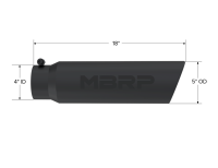 MBRP Exhaust - MBRP Universal 5in OD Angled Rolled End 4in Inlet 18in Lgth Black Finish Exhaust Tip - Image 2