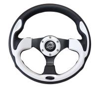 NRG Innovations - NRG Innovations Reinforced Steering Wheel (320mm) Blk w/White Trim & 4mm 3-Spoke - Image 1