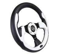 NRG Innovations - NRG Innovations Reinforced Steering Wheel (320mm) Blk w/White Trim & 4mm 3-Spoke - Image 2