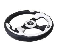 NRG Innovations - NRG Innovations Reinforced Steering Wheel (320mm) Blk w/White Trim & 4mm 3-Spoke - Image 3