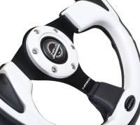 NRG Innovations - NRG Innovations Reinforced Steering Wheel (320mm) Blk w/White Trim & 4mm 3-Spoke - Image 4