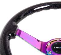 NRG Innovations - NRG Innovations Reinforced Steering Wheel (350mm / 3in. Deep) Classic Blk Sparkle w/4mm Neochrome 3-Spoke Center - Image 3