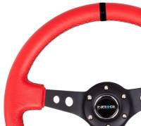 NRG Innovations - NRG Innovations Reinforced Steering Wheel (350mm / 3in. Deep) Red Leather/Blk Stitch w/Blk Spokes (Hole Cutouts) - Image 3