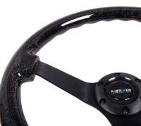 NRG Innovations - NRG Innovations Reinforced Steering Wheel (350mm / 3in Deep) Classic Blk Sparkle Wood Grain w/Blk 3-Spoke Center - Image 3