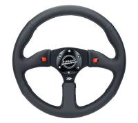 NRG Innovations - NRG Innovations Reinforced Steering Wheel (350mm/ 2.5in. Deep) Sport Leather Racing/ 4mm Matte Black Spoke - Image 1