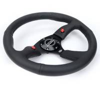 NRG Innovations - NRG Innovations Reinforced Steering Wheel (350mm/ 2.5in. Deep) Sport Leather Racing/ 4mm Matte Black Spoke - Image 3