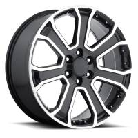 FR 49 - GMC Yukon Denali Replica Wheel 22x9 6x5.5 ET31 78.1CB Black Machine Face