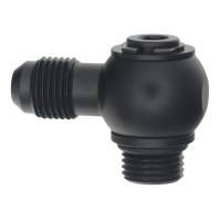 DeatschWerks - DeatschWerks 6AN ORB Male to 6AN Male Flare Low Profile 90-Degree Swivel - Anodized Matte Black - Image 1