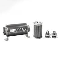 DeatschWerks - DeatschWerks Stainless Steel 6AN 100 Micron Universal Inline Fuel Filter Housing Kit (110mm) - Image 1