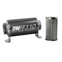 DeatschWerks - DeatschWerks Stainless Steel 10AN 10 Micron Universal Inline Fuel Filter Housing Kit (110mm) - Image 1