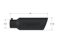 MBRP Exhaust - MBRP Universal Tip 6in OD Rolled End 4in Inlet 18in L Black Coated Exhaust Tip - Image 2
