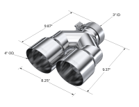 MBRP Exhaust - MBRP 3in ID / Dual 4in OD Out Staggered L 9.87in / R 9.37in Single Wall T304 SS Univ Exhaust Tip - Image 2