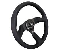 NRG Innovations - NRG Innovations Reinforced Steering Wheel (350mm / 2.5in. Deep)Blk Alcantara Comfort Grip w/4mm Matte Blk Spokes - Image 3