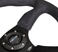 NRG Innovations - NRG Innovations Reinforced Steering Wheel (350mm / 2.5in. Deep)Blk Alcantara Comfort Grip w/4mm Matte Blk Spokes - Image 4