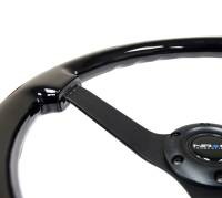 NRG Innovations - NRG Innovations Reinforced Steering Wheel (350mm / 3in. Deep) Black w/Black Chrome Solid 3-Spoke Center - Image 3