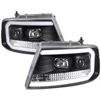 Spec'D Tuning Products - Spec-D 2004-2008 Ford F-150/ 2006-2008 Lincoln Mark LT LED C-Bar Projector Headlights (Matte Black Housing/Clear Lens) - Image 1