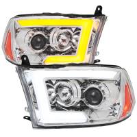 Spec'D Tuning Products - Spec-D 2009-2018 Dodge RAM 1500 / 2019-2021 RAM Classic / 2010-2018 RAM 2500 3500 Switchback Sequential LED C-Bar Projector Headlights (Chrome Housing/Clear Lens) - Image 1