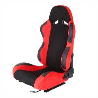 Spec'D Tuning Products - Spec-D Fully Reclinable Red Suede Bucket Racing Seat w/ Sliders - Driver Side Only - Image 1
