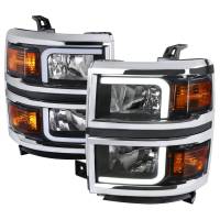 Spec'D Tuning Products - Spec-D 2014-2015 Chevrolet Silverado 1500 LED Bar Factory Style Headlights (Matte Black Housing/Clear Lens) - Image 1