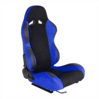 Spec'D Tuning Products - Spec-D Fully Reclinable Blue Suede Bucket Racing Seat w/ Sliders - Passenger Side Only - Image 1