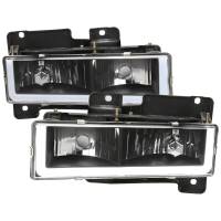 Spec'D Tuning Products - Spec-D 1988-1998 Chevrolet C/K C10/Tahoe/Suburban/Silverado GMC Sierra/Yukon/Suburban LED Bar Crystal Headlights (Matte Black Housing/Clear Lens) - Image 1