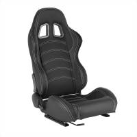 Spec'D Tuning Products - Spec-D Fully Reclinable Black PVC Leather Bucket Racing Seat w/ Sliders - Passenger Side Only - Image 1
