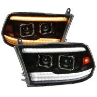 Spec'D Tuning Products - Spec-D 2009-2018 Dodge RAM 1500  / 2019-2021 RAM Classic / 2010-2018 RAM 2500 3500 Switchback Sequential Projector Headlights (Matte Black Housing/Smoke Lens) - Image 1