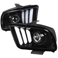 Spec'D Tuning Products - Spec-D 2005-2009 Ford Mustang LED Bar Projector Headlights (Jet Black Housing/Clear Lens) - Image 1