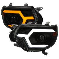 Spec'D Tuning Products - Spec-D 2012-2015 Toyota Tacoma Switchback Sequential LED Bar Projector Headlights (Matte Black Housing/Smoke Lens) - Image 1