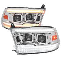 Spec'D Tuning Products - Spec-D 2009-2018 Dodge RAM 1500  / 2019-2021 RAM Classic / 2010-2018 RAM 2500 3500 Switchback Sequential Projector Headlights (Chrome Housing/Clear Lens) - Image 1