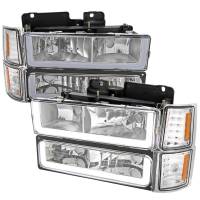 Spec'D Tuning Products - Spec-D 1994-1998 Chevrolet Silverado/Tahoe/Suburban/C10 Factory Style Headlights w/LED Strip and Bumper & Corner Lights (Chrome Housing/Clear Lens) - Image 1