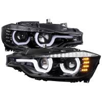 Spec'D Tuning Products - Spec-D 2012-2015 F30 3 Series Sedan Dual U-Bar Projector Headlights w/ LED Turn Signal Lights (Jet Black Housing/Clear Lens) - Image 1