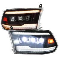Spec'D Tuning Products - Spec-D 2009-2018 Dodge RAM 1500 / 2019 RAM Classic / 2010-2018 RAM 2500 3500 Switchback Sequential Full LED Projector Headlights (Matte Black Housing/Clear Lens) - Image 1