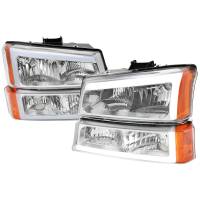 Spec'D Tuning Products - Spec-D 2002-2006 Chevrolet Avalanche/ 2003-2007 Silverado LED Bar Factory Style Headlights & Bumper Lights (Chrome Housing/Clear Lens) - Image 1