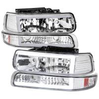 Spec'D Tuning Products - Spec-D 1999-2002 Chevrolet Silverado 1500 2500 / 2000-2006 Tahoe Suburban LED Bar Factory Style Headlights & Bumper Lights w/ Amber Reflector (Chrome Housing/Clear Lens) - Image 1