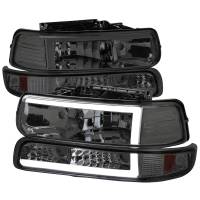 Spec'D Tuning Products - Spec-D 1999-2002 Chevrolet Silverado 1500 2500 / 2000-2006 Tahoe Suburban LED Bar Factory Style Headlights & Bumper Lights w/ Amber Reflector (Chrome Housing/Smoke Lens) - Image 1