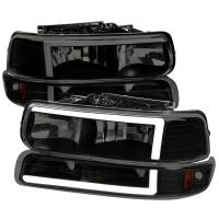 Spec'D Tuning Products - Spec-D 1999-2002 Chevrolet Silverado 1500 2500 / 2000-2006 Tahoe Suburban LED Bar Factory Style Headlights & Bumper Lights with Amber Reflector (Black Housing/Smoke Lens) - Image 1