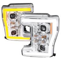 Spec'D Tuning Products - Spec-D 2017-2019 Ford F-250 F-350 F-450 F-550 Switchback LED C-Bar Projector Headlights (Chrome Housing/Clear Lens) - Image 1