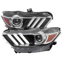 Spec'D Tuning Products - Spec-D 2015-2017 Ford Mustang / 2018-2020 Mustang Shelby LED Strip Xenon HID Projector Headlights (Matte Black Housing/Clear Lens) - Image 1