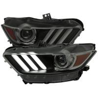 Spec'D Tuning Products - Spec-D 2015-2017 Ford Mustang / 2018-2020 Mustang Shelby LED Strip Xenon HID Projector Headlights (Black Housing/Smoke Lens) - Image 1