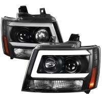 Spec'D Tuning Products - Spec-D 2007-2013 Chevrolet Avalanche/ 2007-2014 Tahoe Suburban LED C-Bar Projector Headlights -RS (Matte Black Housing/Clear Lens) - Image 1
