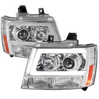 Spec'D Tuning Products - Spec-D 2007-2013 Chevrolet Avalanche/ 2007-2014 Tahoe Suburban LED C-Bar Projector Headlights -RS (Chrome Housing/Clear Lens) - Image 1