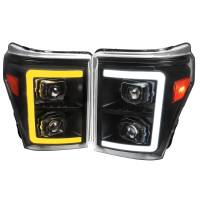 Spec'D Tuning Products - Spec-D 2011-2016 Ford F-250 F-350 F-450 F-550 Switchback Sequential LED C-Bar Projector Headlights (Matte Black Housing/Clear Lens) - Image 1