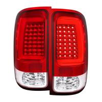 Spec'D Tuning Products - Spec-D 2007-2013 GMC Sierra 1500 / 2007-2014 Sierra 2500HD 3500HD C-Bar LED Tail Lights (Chrome Housing/Red Clear Lens) - Image 1
