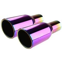 Spec'D Tuning Products - Spec-D Universal 2.5" Inlet/3.875" Outlet Rainbow Stainless Steel Angled Burnt Purple Exhaust Tips - 2PC - Image 1