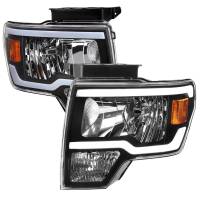 Spec'D Tuning Products - Spec-D 2009-2014 Ford F-150 LED Tube Factory Style Headlights (Matte Black Housing/Clear Lens) - Image 1